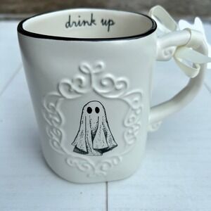 Rae Dunn Drink Up‎ Ghost Mug Artisan Collection Halloween Holiday Decor